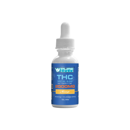 Pure Shaka 2000mg THC Special Blend Tincture Tropical Mango bottle - Edibles