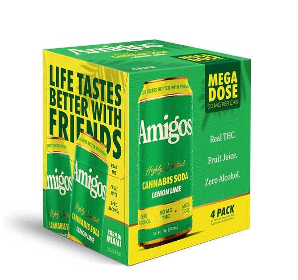 Amigos 50mg THC Beverage Lemon Lime 4-pack cans - Edibles