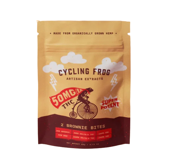 Cycling Frog Chocolate Brownie Bites 50mg THC 100mg CBD pouch - Edibles