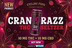 Cycling Frog Cran Razz Seltzer can with 10mg THC and 10mg CBD