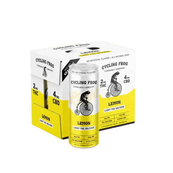 Cycling Frog Lemon Light Seltzer 2mg THC 4mg CBD can - Edibles