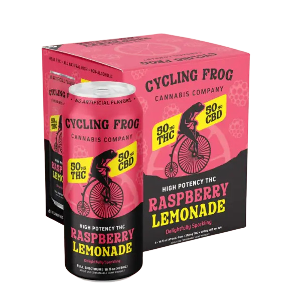 Cycling Frog Raspberry Lemonade 50mg THC 50mg CBD can - Edibles