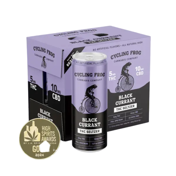 Cycling Frog Black Currant Seltzer 5mg THC 10mg CBD can - Edibles
