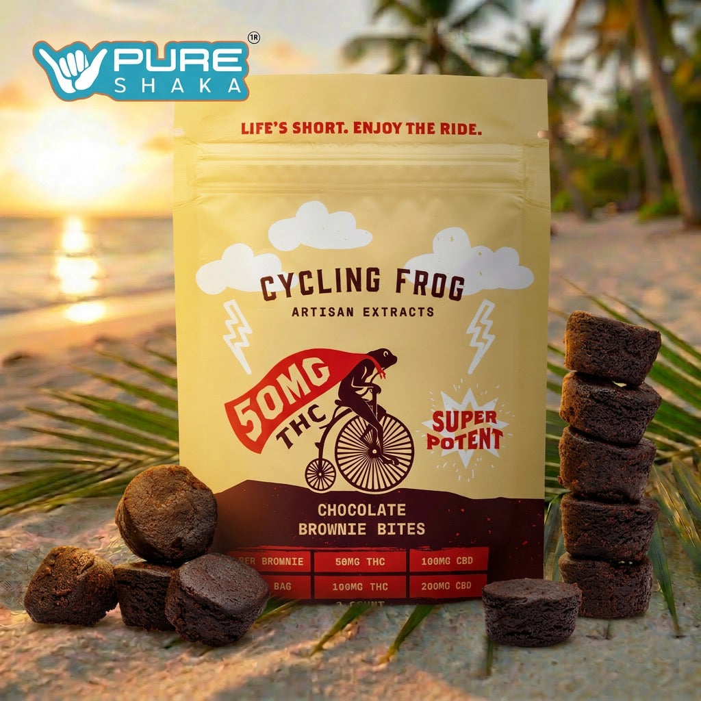 Cycling Frog Chocolate Brownie Bites 10-count pouch with 50mg THC and 100mg CBD