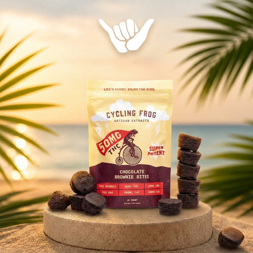 Cycling Frog Chocolate Brownie Bites 10-count package with 50mg THC and 100mg CBD