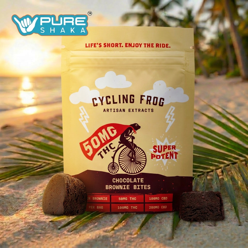 Cycling Frog Chocolate Brownie Bites 2-count pouch with 50mg THC and 100mg CBD