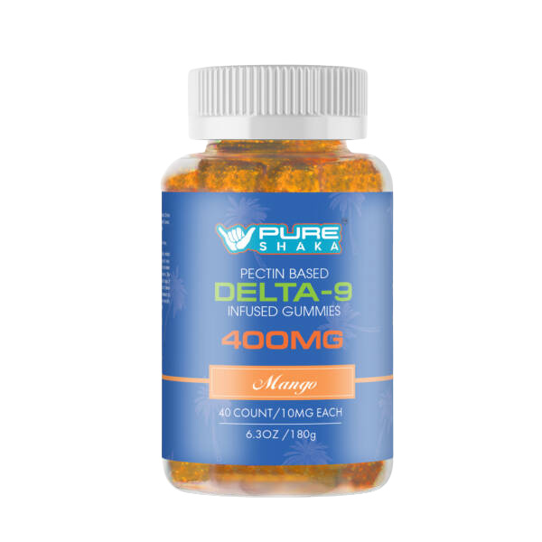 Pure Shaka Delta-9 THC Mango Gummies 400mg jar - Edibles