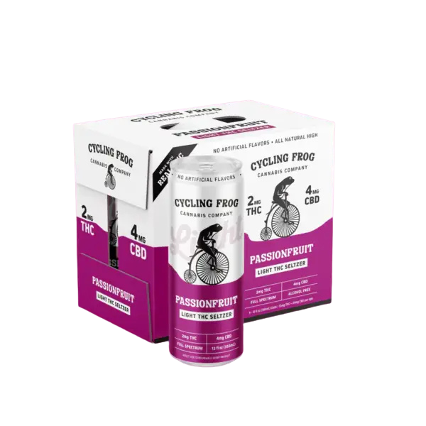 Cycling Frog 2mg THC & 4mg CBD/ Passionfruit Light Seltzer