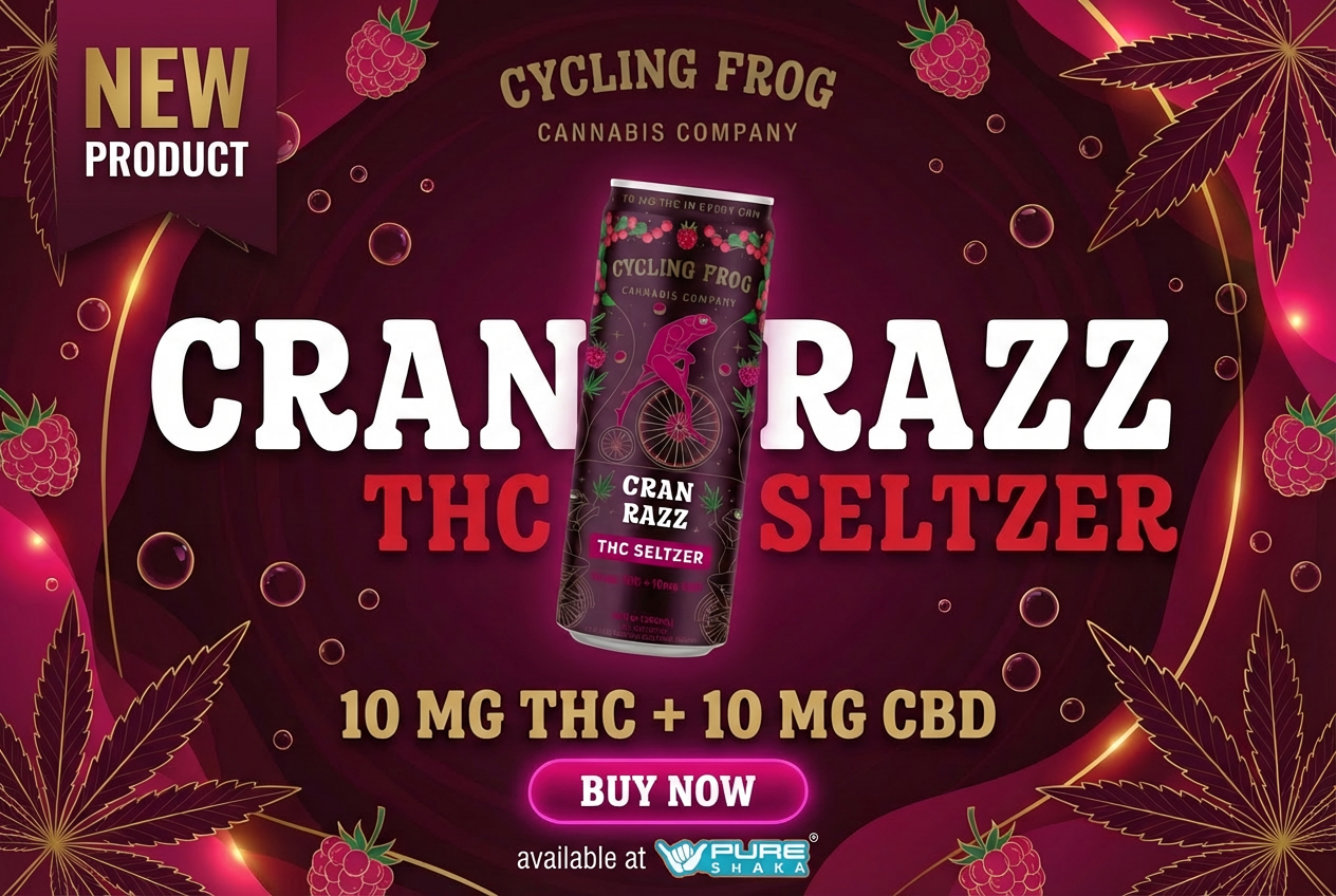 Cycling Frog 10mg THC & 10mg CBD/ Cran Razz Seltzer