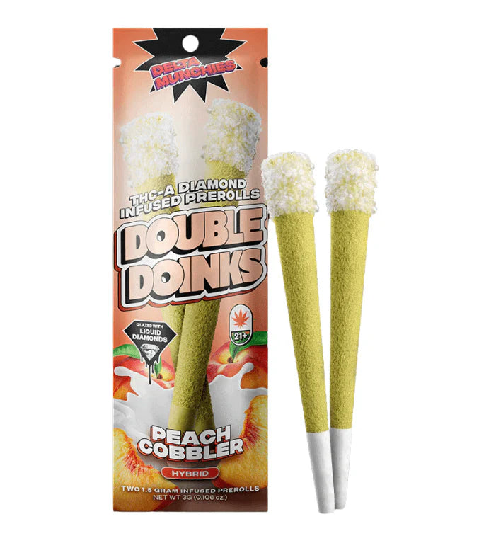 Munchies Double Doinks Diamond Infused Pre-Rolls Peach Cobbler package - Pre-Rolls