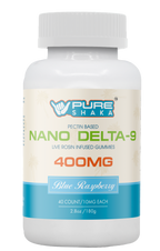 Pure Shaka Nano Delta-9 THC Blue Razz Gummies 400mg jar