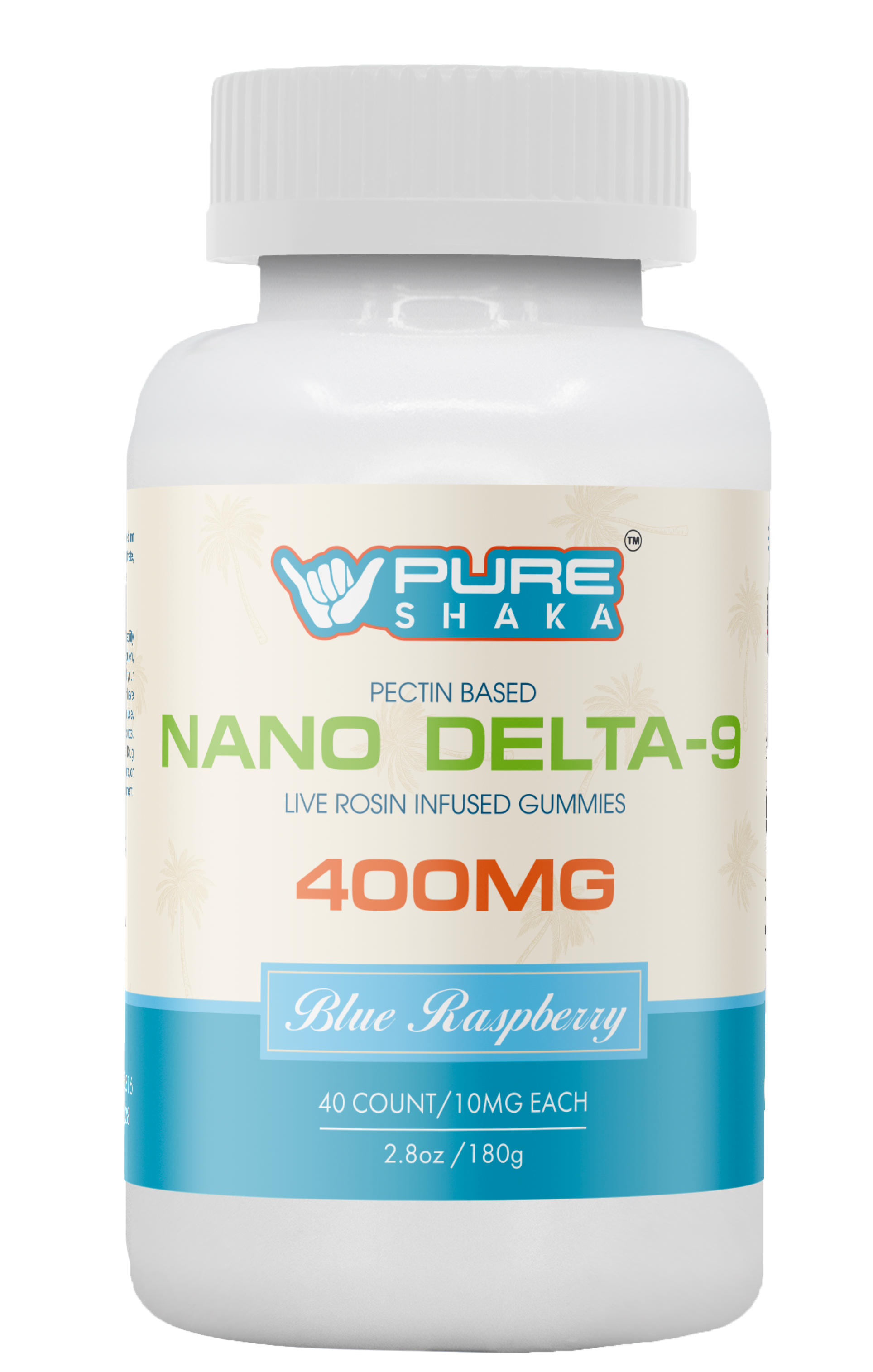Pure Shaka Nano Delta-9 THC Blue Razz Gummies 400mg jar - Edibles