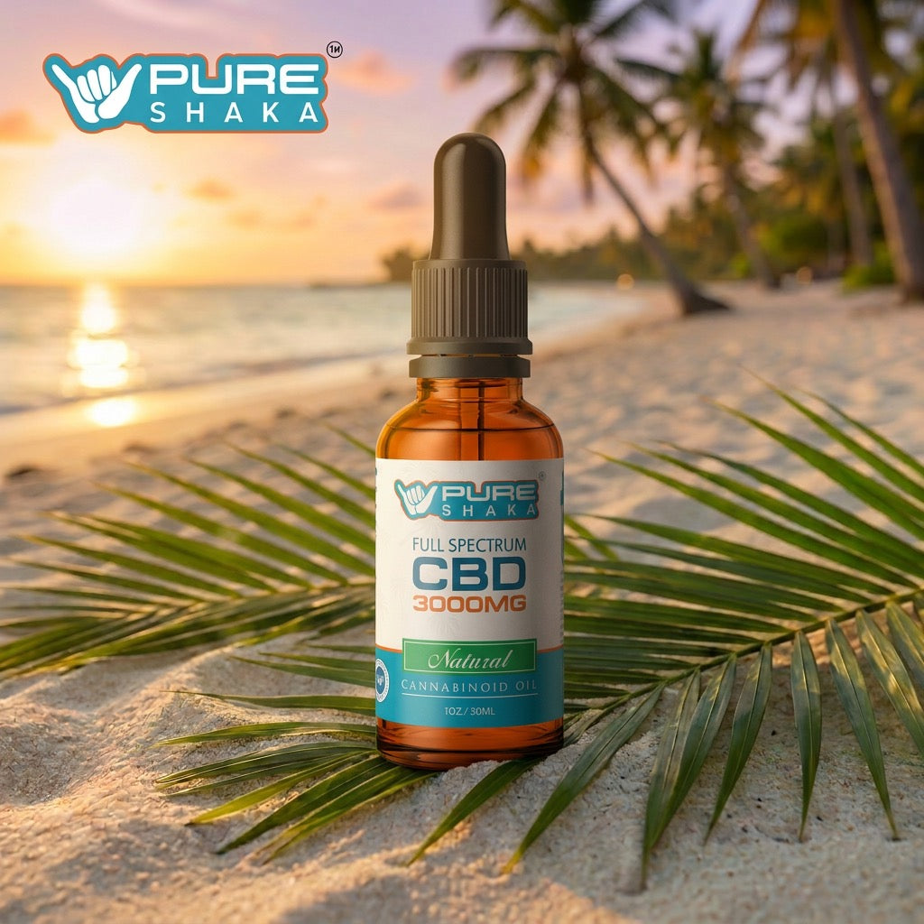 Pure Shaka Full-Spectrum CBD Tincture Natural 3000mg bottle
