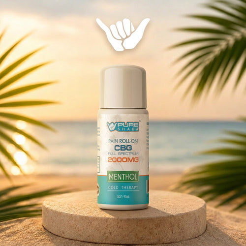 Pure Shaka CBD + CBG Pain, Muscle and Joint Roll-On Gel 2000mg Menthol bottle