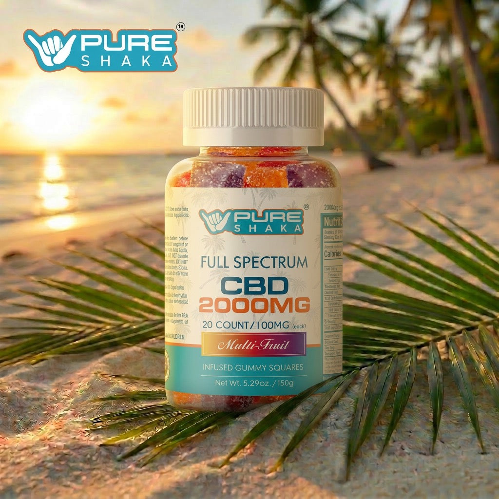 Pure Shaka Full-Spectrum CBD Gummies 2000mg Multi Fruit package