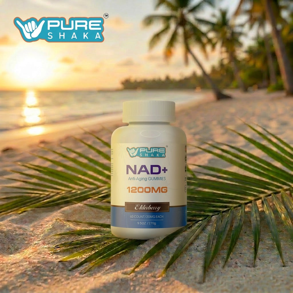 Pure Shaka NAD+ Wellness Gummies 1200mg Elderberry package