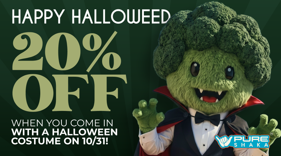 Happy Halloweed at Pure Shaka — 20% off when you come in wearing a Halloween costume on October 31