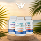 Pure Shaka Wellness Trio with NAD+, Sea Moss and Shilajit gummy bottles