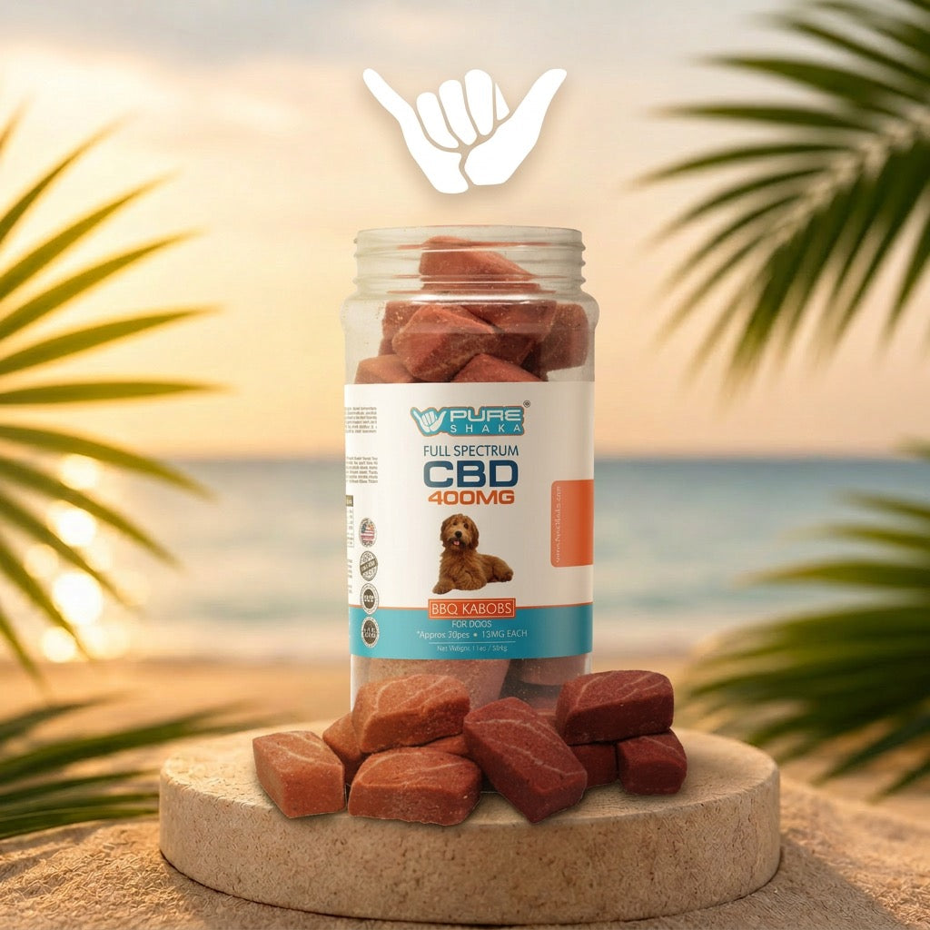 Pure Shaka Pet CBD Dog Treats Bbq Kabobs 400mg package