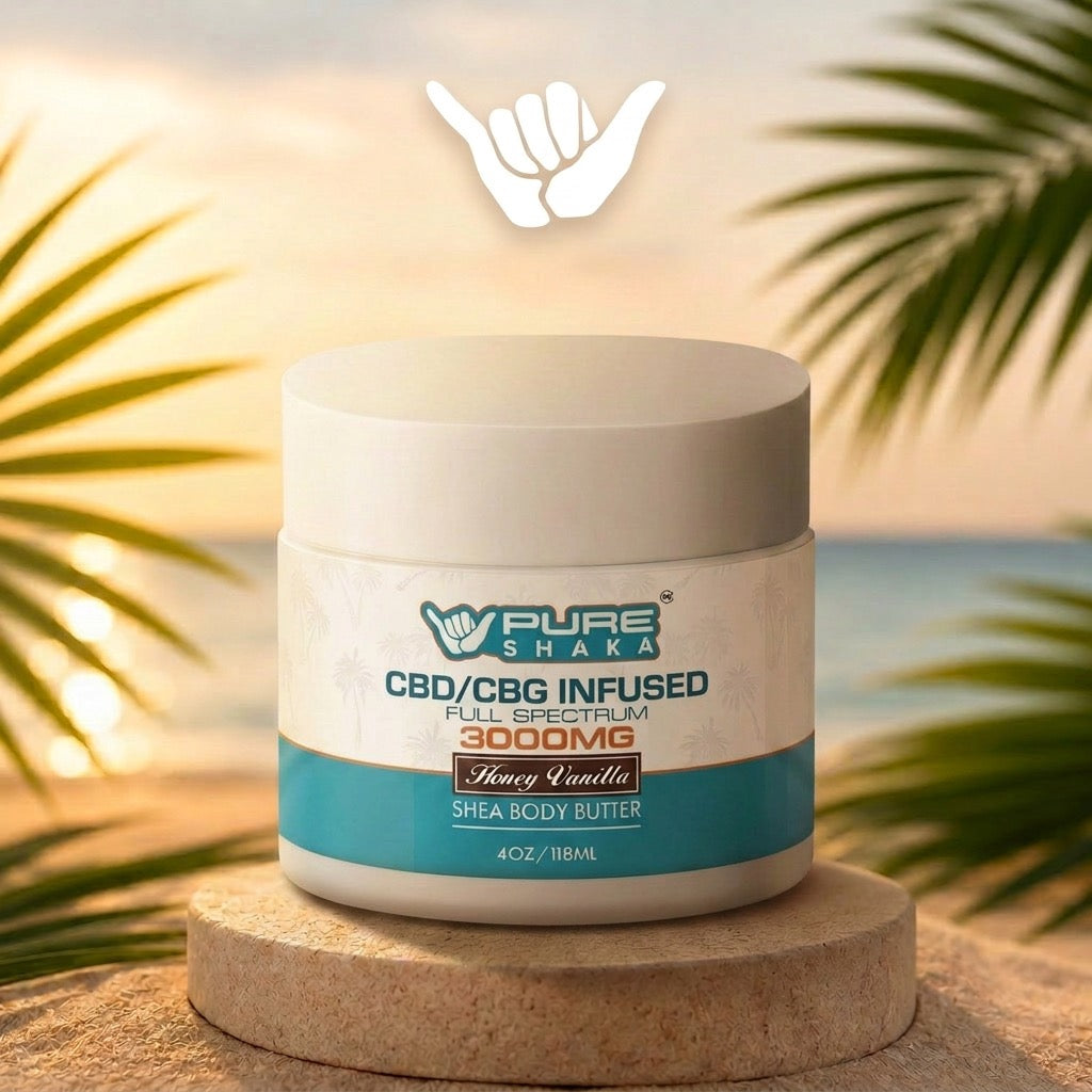 Pure Shaka CBD + CBG Shea Butter 3000mg Honey Vanilla package