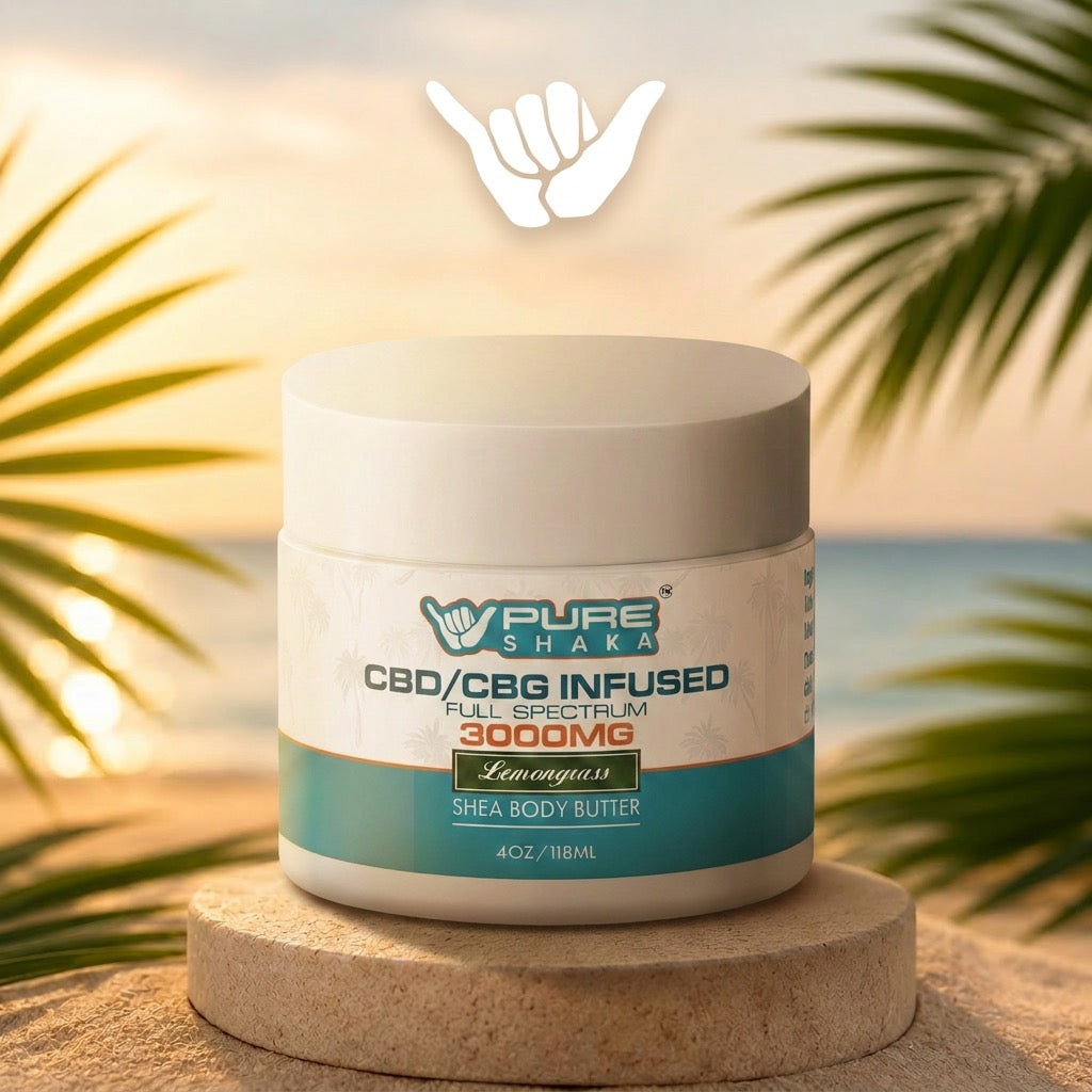 Pure Shaka CBD + CBG Shea Butter 3000mg Lemongrass package