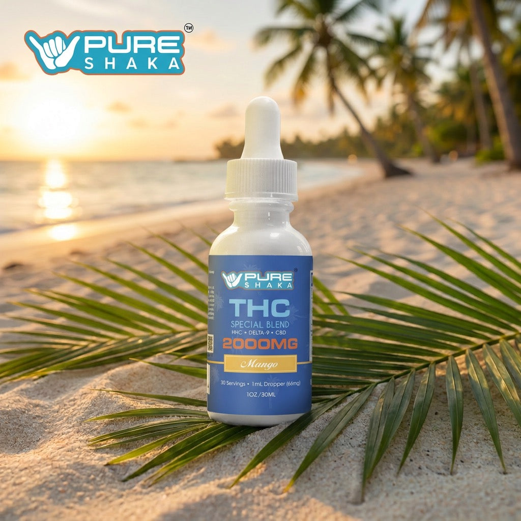 Pure Shaka THC Special Blend Tincture 2000mg Tropical Mango bottle