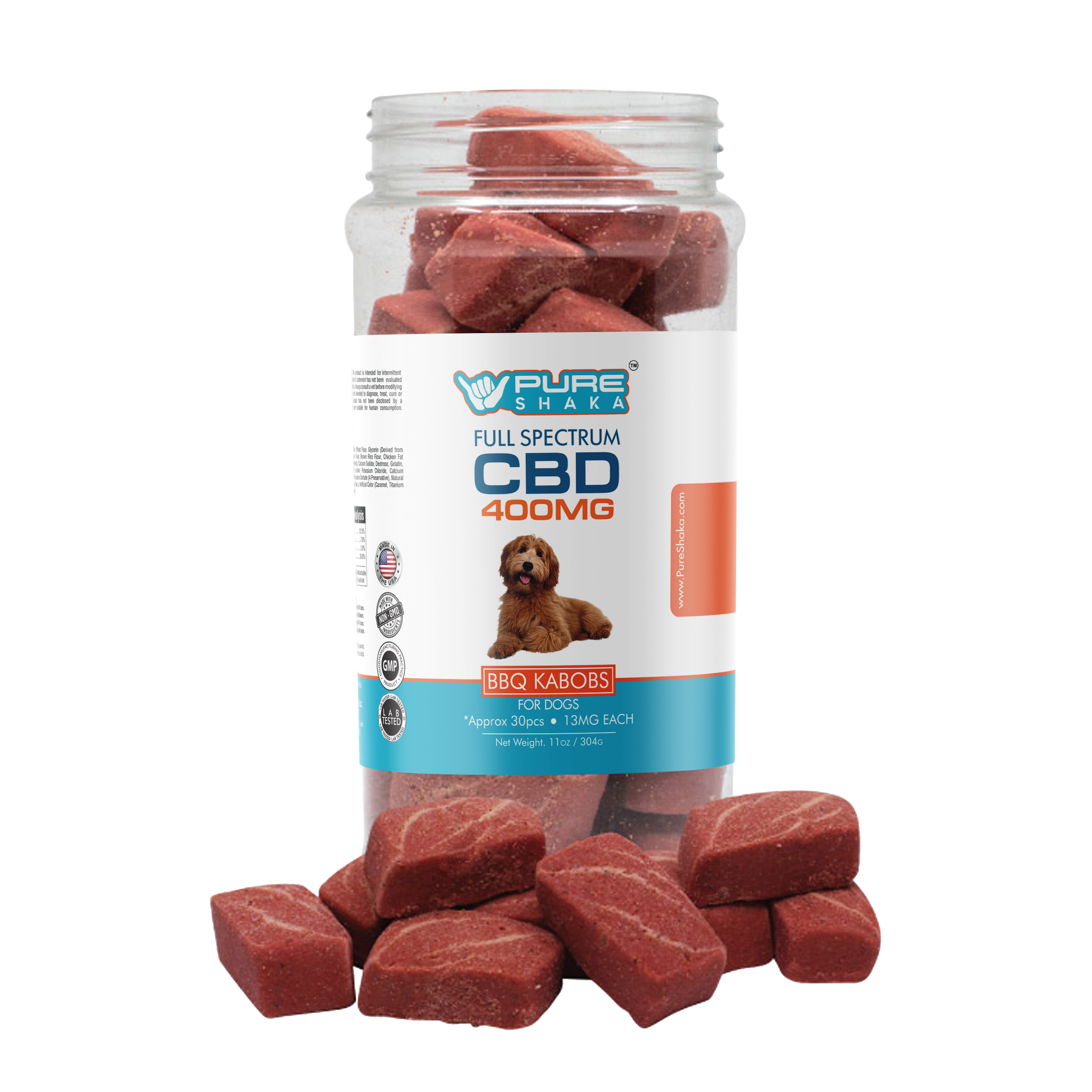 Pure Shaka CBD Infused Jerky Pet Treats BBQ Kabobs package - Pet Products