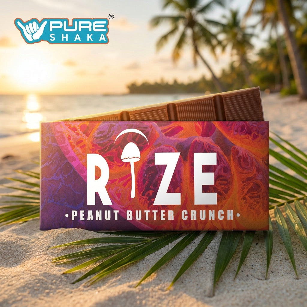 Rize Peanut Butter Crunch 5g Mushroom Chocolate Bar package