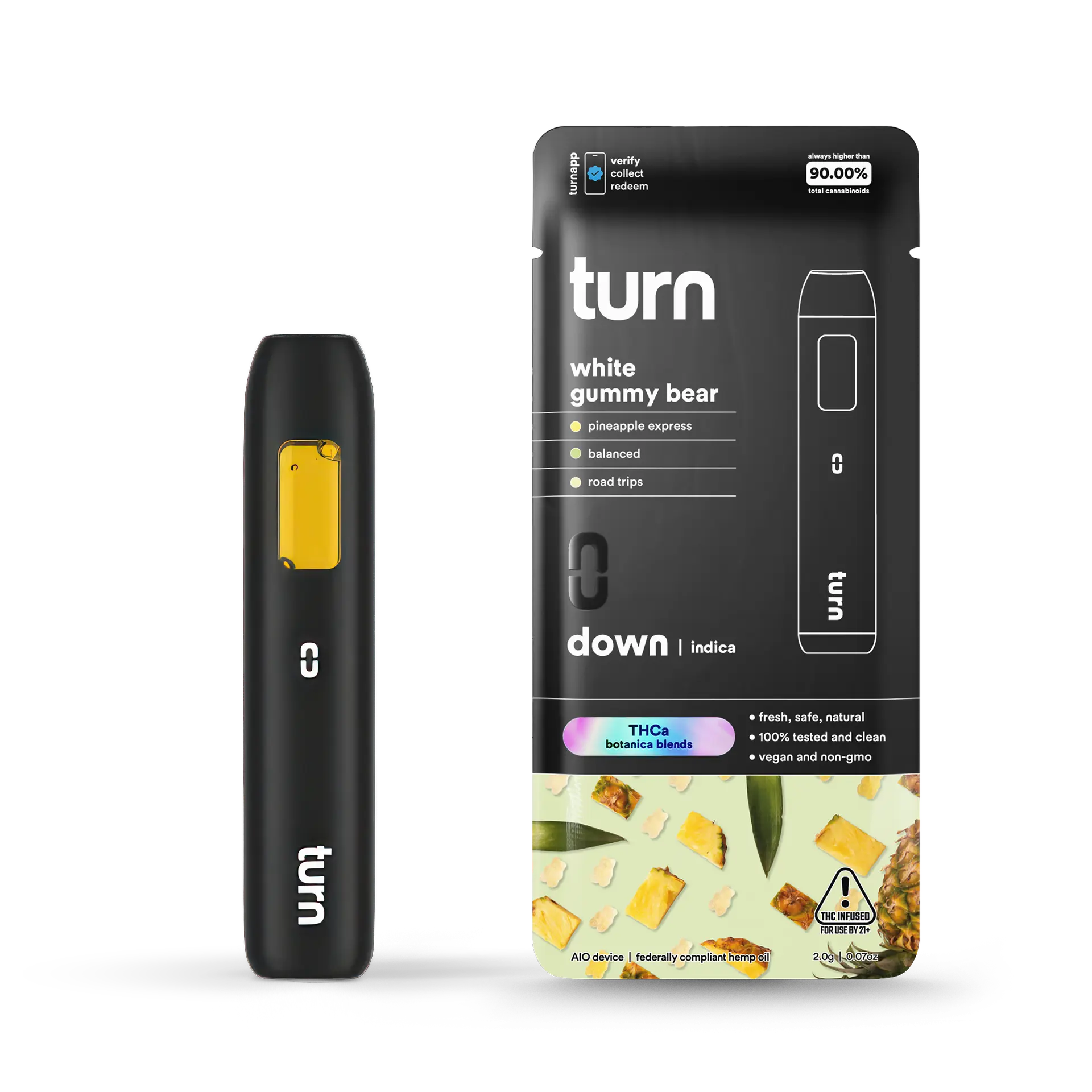 Turn THCa Disposable Vape 2G White Gummy Bear device - Indica Vape