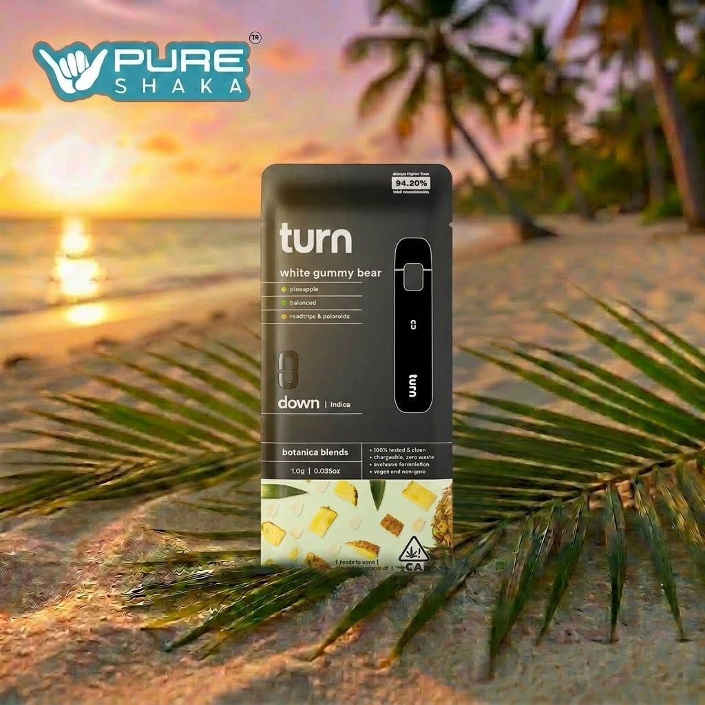 Turn 2G THCa Disposable Vape White Gummy Bear indica front package